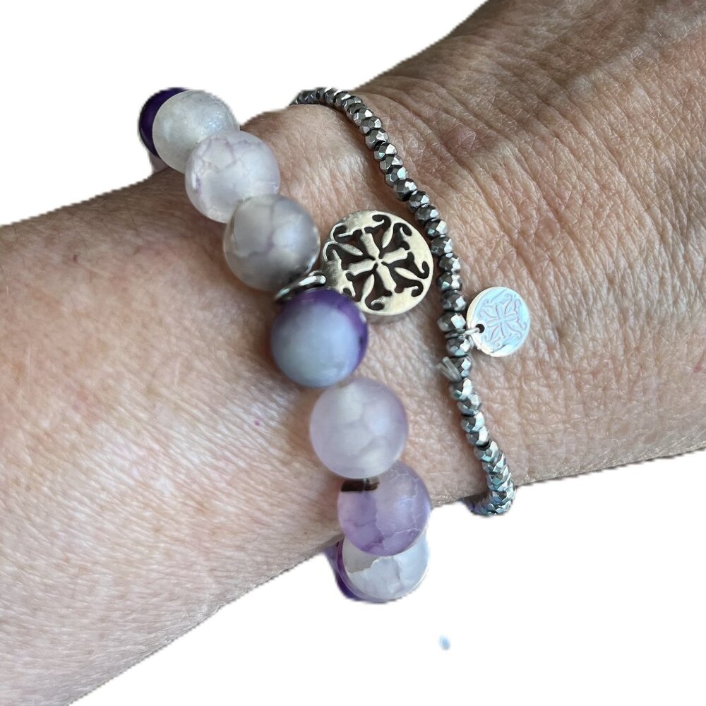 Rustic Cuff Stackable Stretch Bracelet Set Gorgeo… - image 2